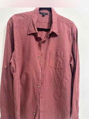 John Varvatos USA Men's Red Plaid Button-Up Shirt XL